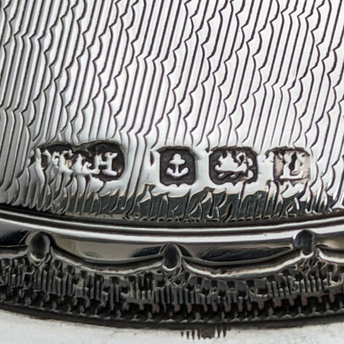 1929 年英國復古切割玻璃粉罐,帶鏡面純銀蓋 Harrison & Hipwood